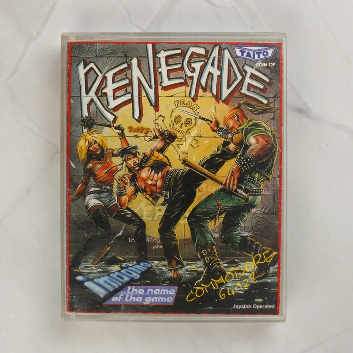 Renegade Commodore 64 videójáték kazetta tokban elölnézetből