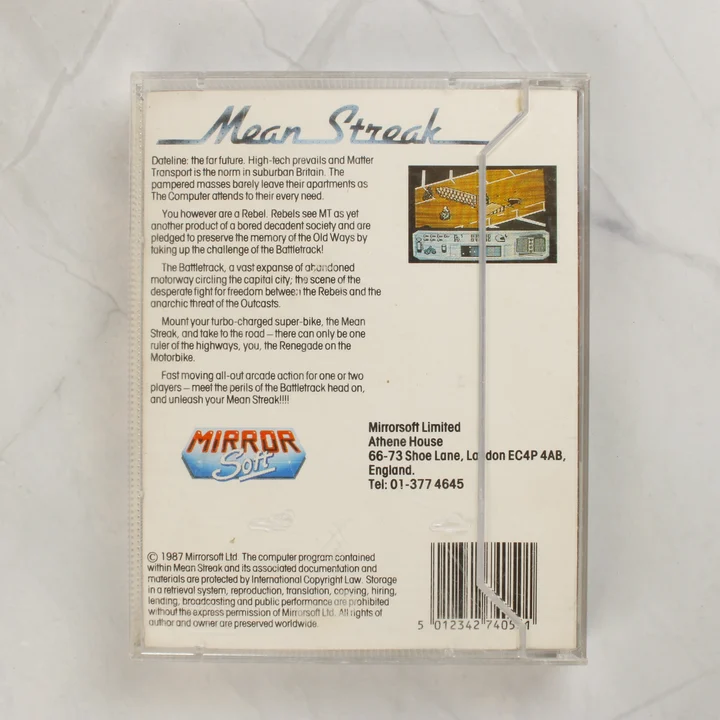 Mean Streak videójáték tokja hátulról