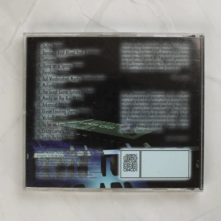 Back in Time Commodore 64 zenei CD hátlapja számlistával