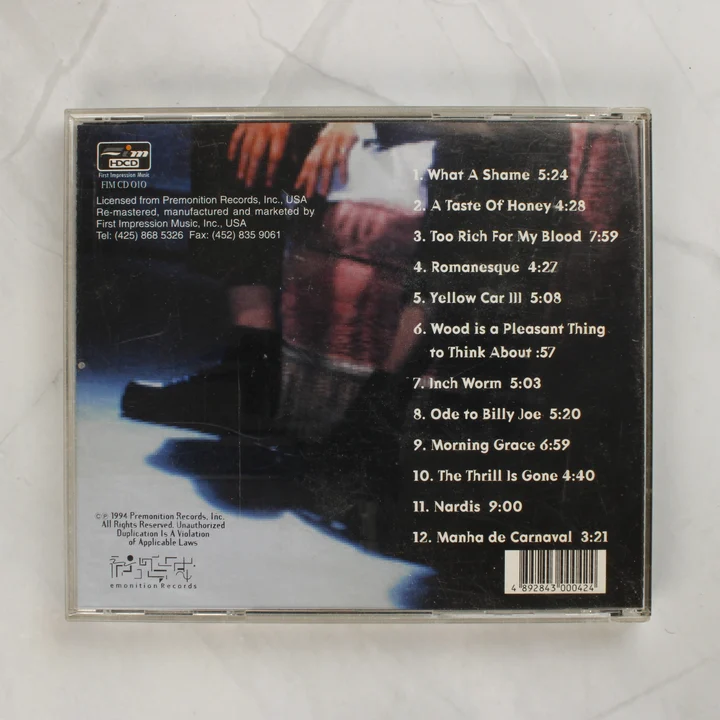 Patricia Barber Café Blue CD hátlapja számlistával