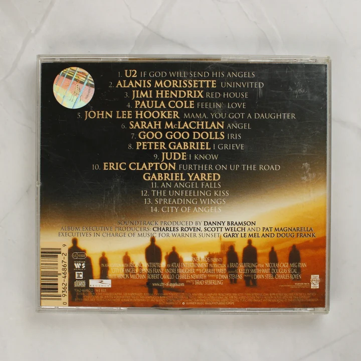 City of Angels filmzene CD hátsó borítója a számlistával és vonalkóddal
