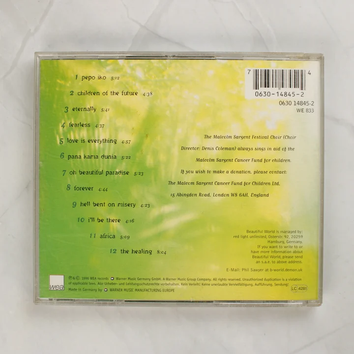 Beautiful World Forever CD album hátlapja számlistával