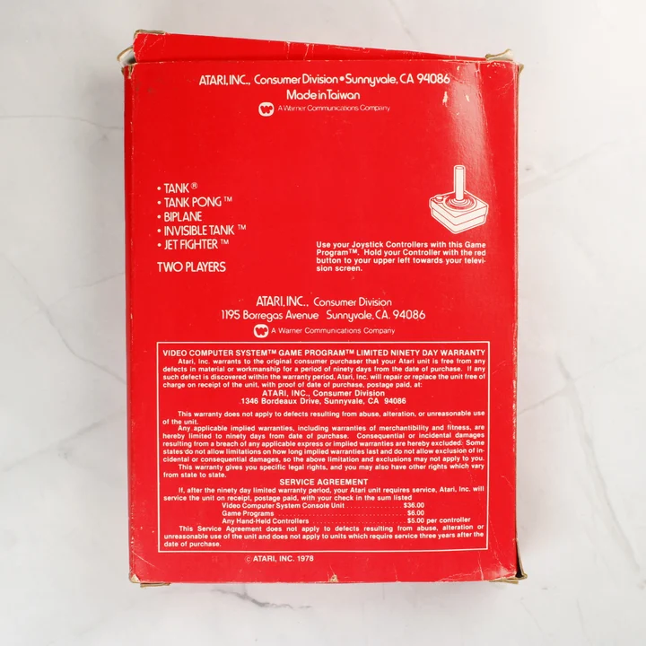 Az Atari 2600 Combat játék dobozának hátoldala