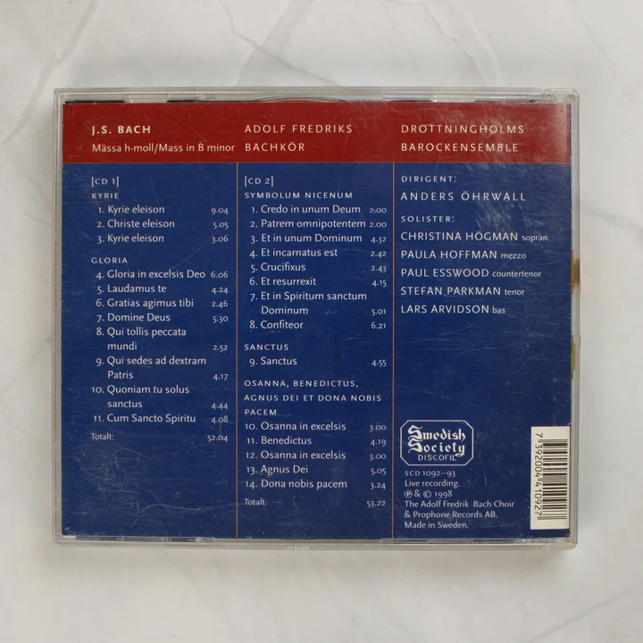 J.S. Bach Mässa h-moll CD hátlapja számlistával