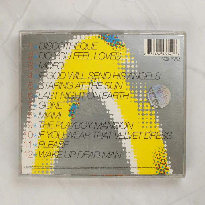 U2 Pop CD album hátoldala a számlistával