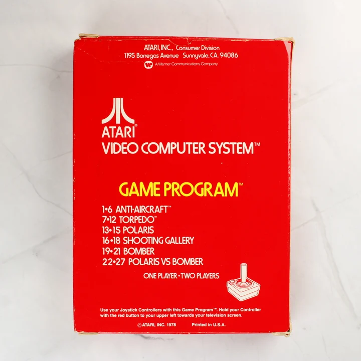 Az Air-Sea Battle Atari 2600 játék dobozának hátoldala