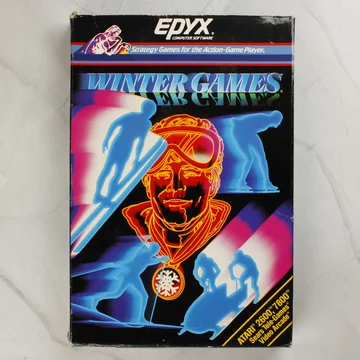 A Winter Games videójáték színes illusztrációval ellátott eredeti doboza.