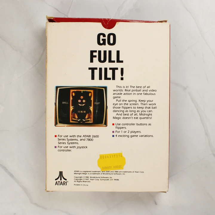 Midnight Magic Atari 2600 videójáték dobozának hátoldala