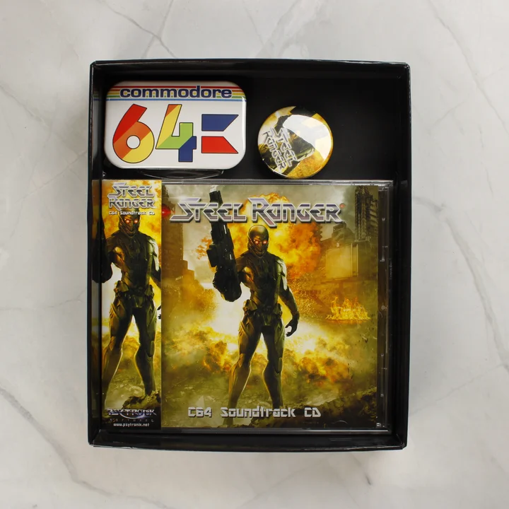 Steel Ranger C64 soundtrack CD Steel Ranger C64 soundtrack CD és kitűzők