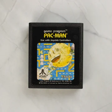 Atari 2600 Pac-Man videójáték cartridge felülnézetből