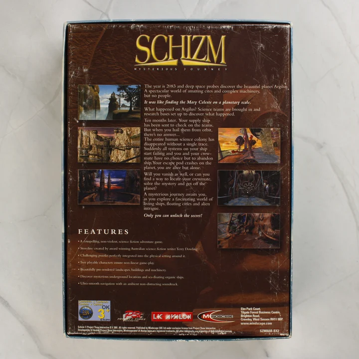 Schizm Mysterious Journey hátlap Schizm Mysterious Journey PC játék dobozának hátulja