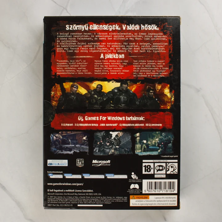 Gears of War PC játék karton védőborítója hátulról