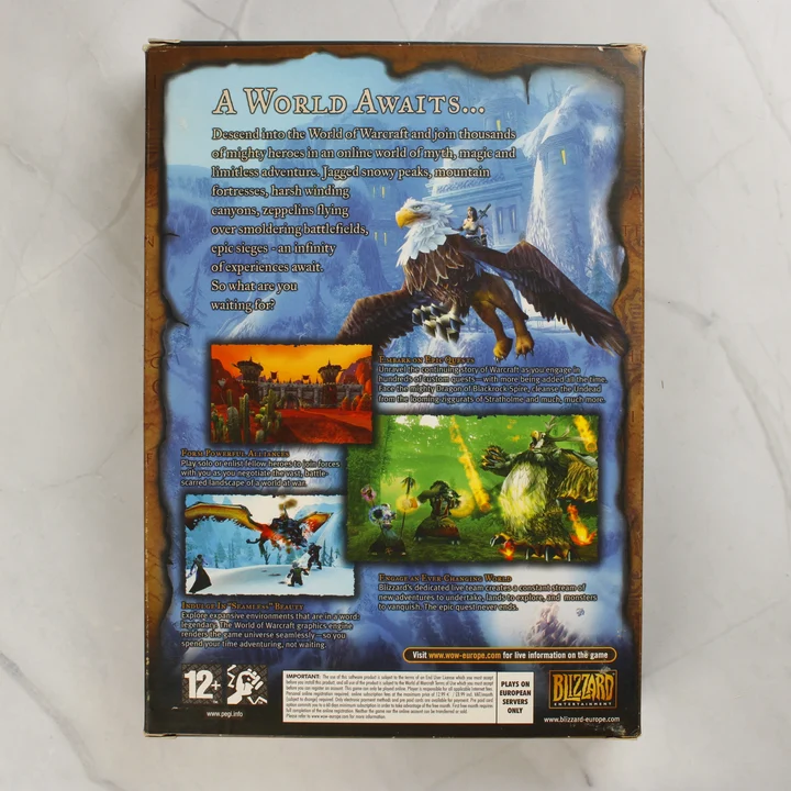 World of Warcraft videójáték dobozának hátoldala