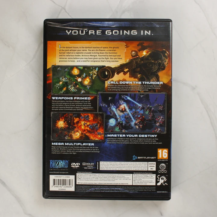 StarCraft II Wings of Liberty műanyag tok hátlapja