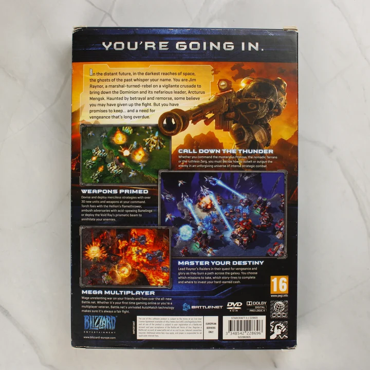 StarCraft II Wings of Liberty videójáték dobozának hátlapja