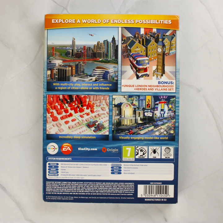 SimCity Collector's Edition PC fémdoboz hátoldala