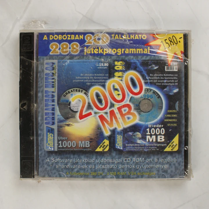 288 játékprogram CD előlap 288 játékprogramot tartalmazó dupla CD-s gyűjtemény előlapja