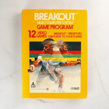 Atari 2600 Breakout játék sárga dobozának előlapja