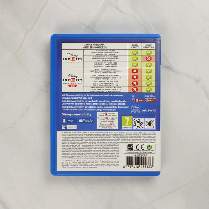 Disney Infinity 2.0 PS Vita játék tokjának hátlapja