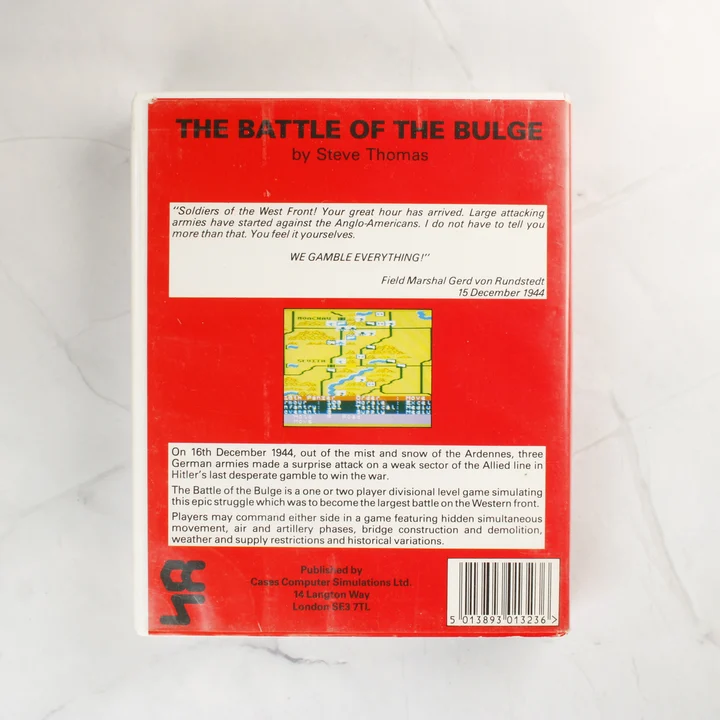 Battle of the Bulge ZX Spectrum játék hátoldala