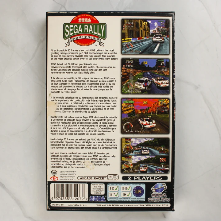 Sega Rally Championship Sega Saturn játék hátlapja