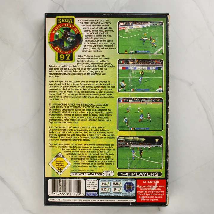 Sega Worldwide Soccer 97 Sega Saturn játék hátlapja