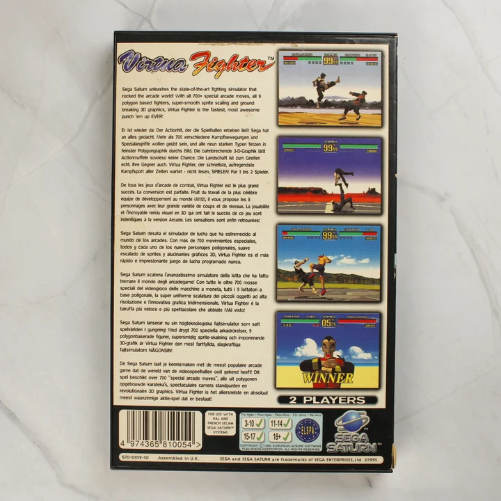 Virtua Fighter Sega Saturn játék hátlapja
