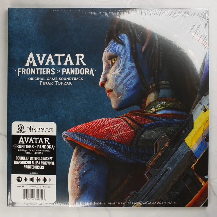 Az Avatar: Frontiers of Pandora videójáték zenei albumának előlapja fóliázva.