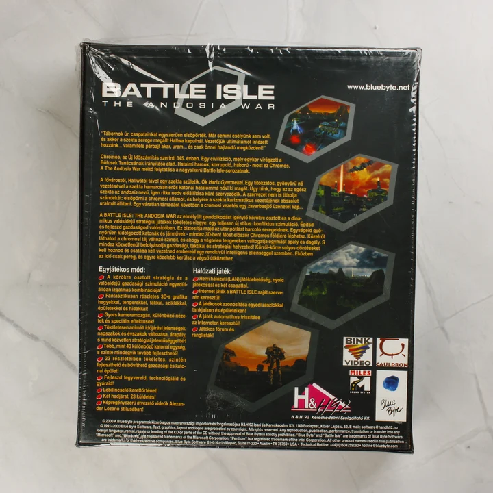 Battle Isle: The Andosia War PC játék dobozának hátoldala magyar leírással