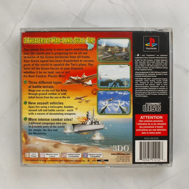 Army Men: Land, Sea, Air PlayStation játék hátoldala