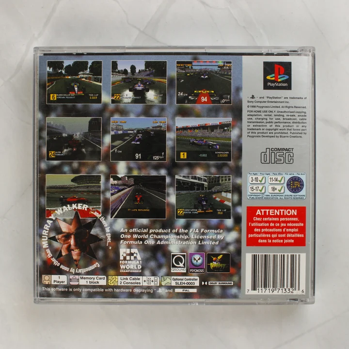 Formula 1 PlayStation Platinum videójáték tokja hátulról