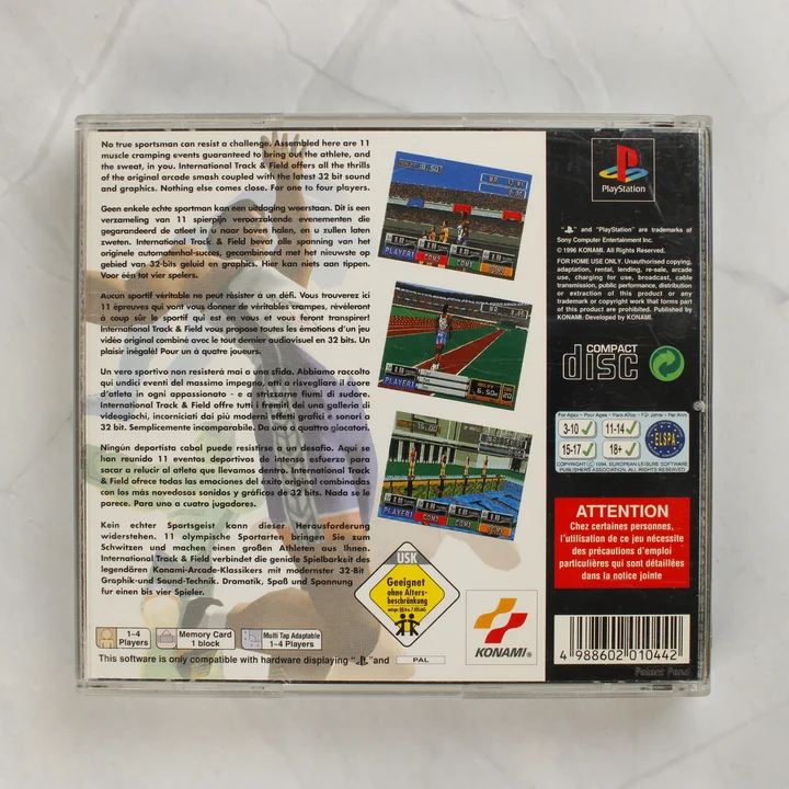 International Track & Field PlayStation játék hátlapja
