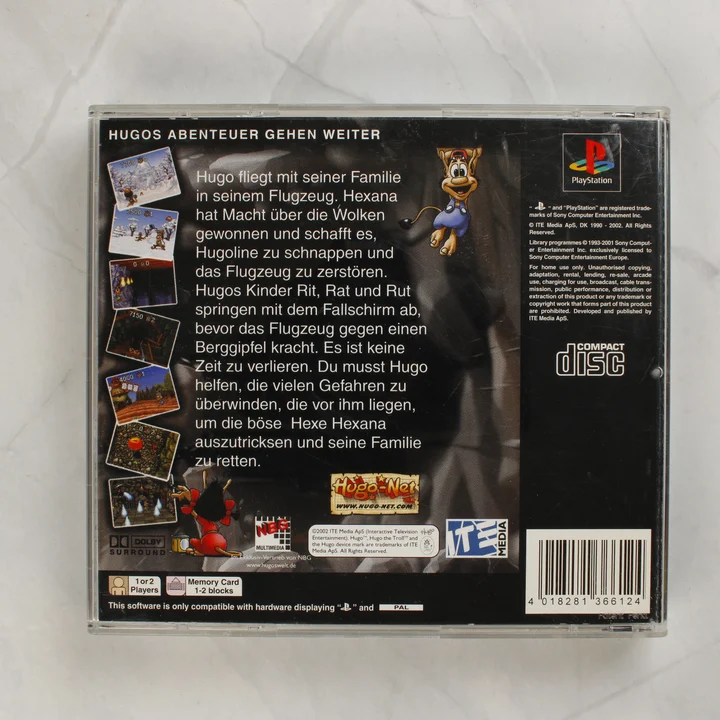 Hugo 2 PlayStation játék hátlapja