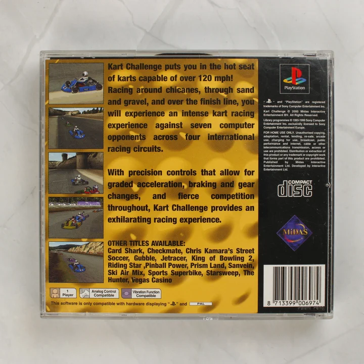 Kart Challenge PlayStation játék tokja hátulról