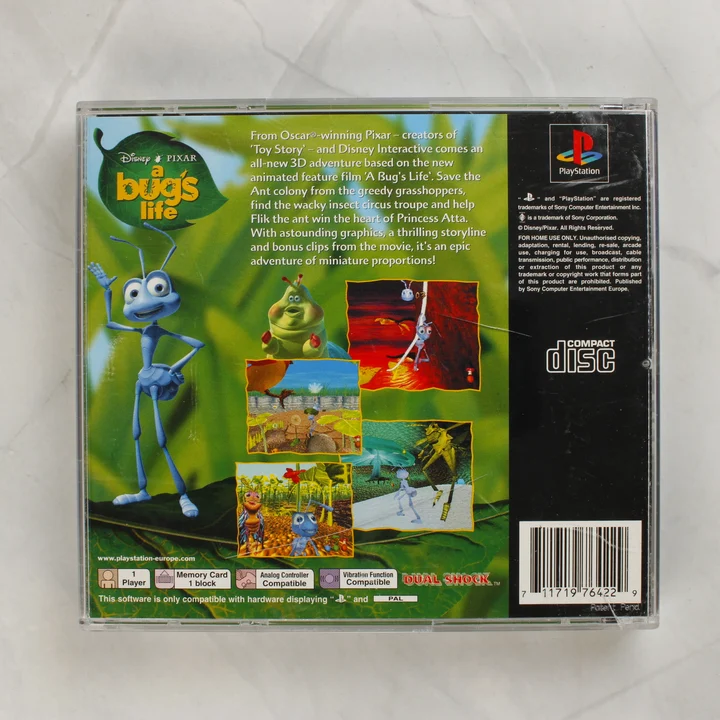 A Bug's Life PlayStation játék hátoldali borítója