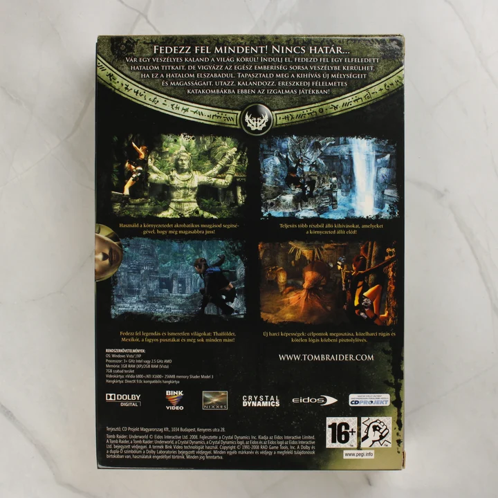 Tomb Raider Underworld PC játék dobozának hátulja