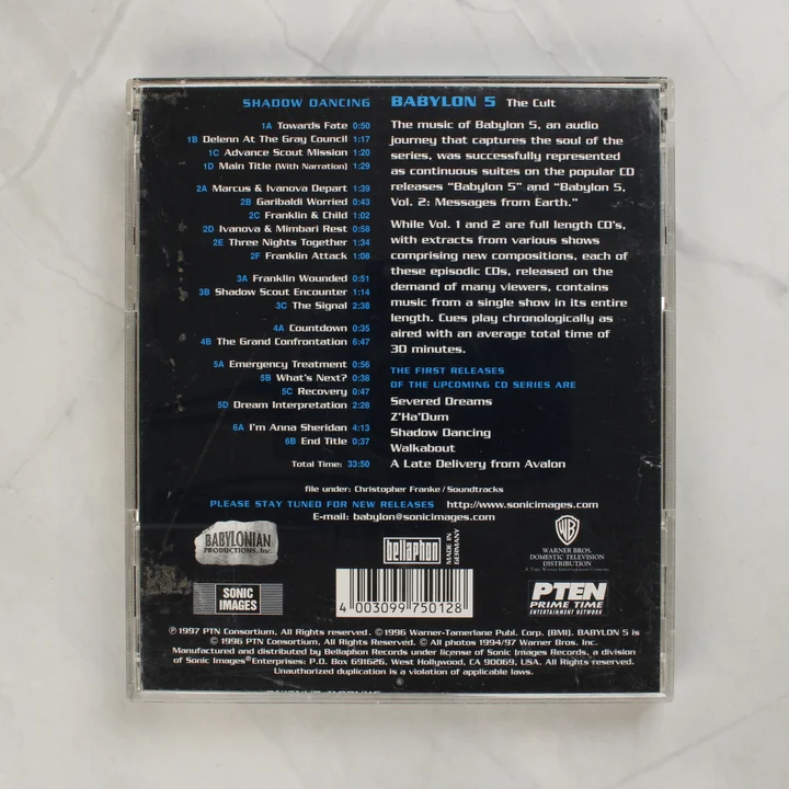 Babylon 5 Shadow Dancing CD hátlapja számlistával