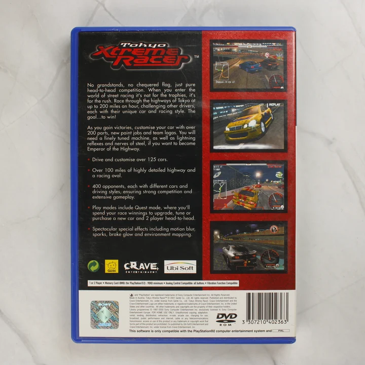 Tokyo Xtreme Racer PlayStation 2 játék hátlapja