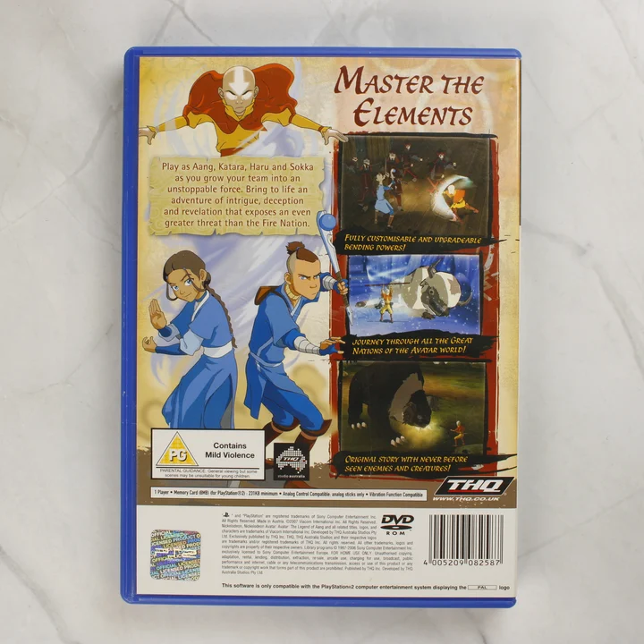 Avatar The Legend of Aang PS2 játék hátoldala