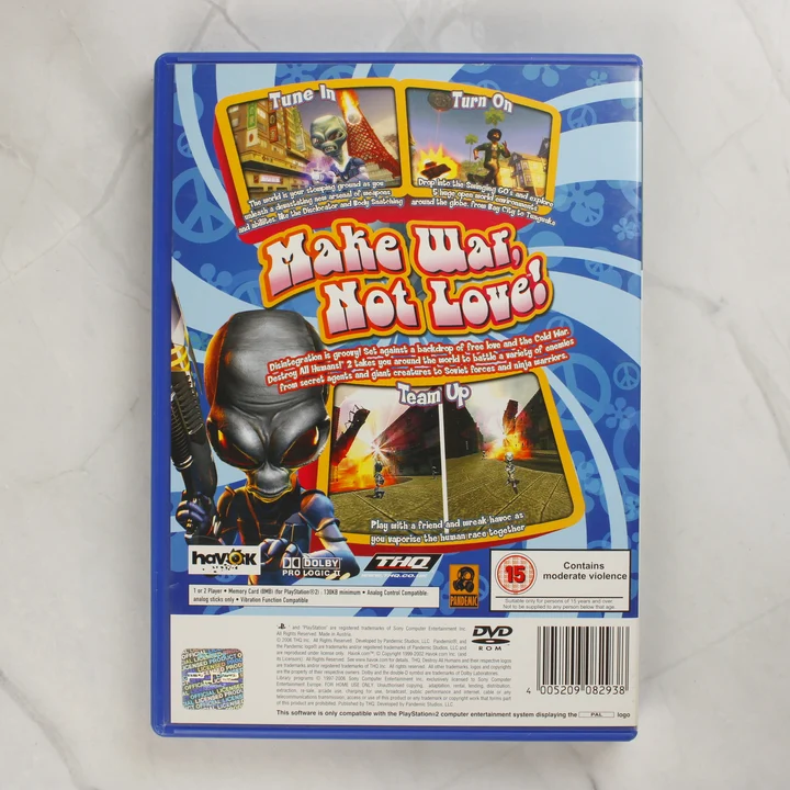 Destroy All Humans! 2 PlayStation 2 játék hátoldala