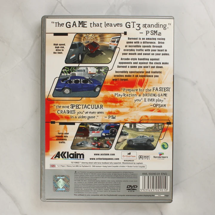 Burnout Platinum PlayStation 2 játék hátlapja