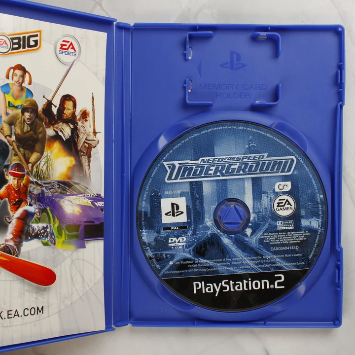 Need for Speed Underground PS2 nyitott tok és lemez