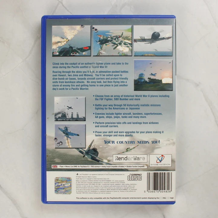 Pacific Warriors II: Dogfight PlayStation 2 játék hátoldala
