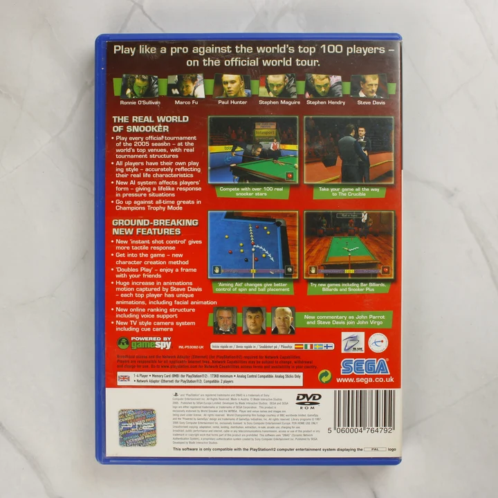 World Snooker Championship 2005 PlayStation 2 játék hátlapja