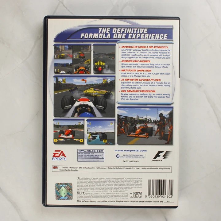F1 Championship Season 2000 PS2 játék hátoldali borítója