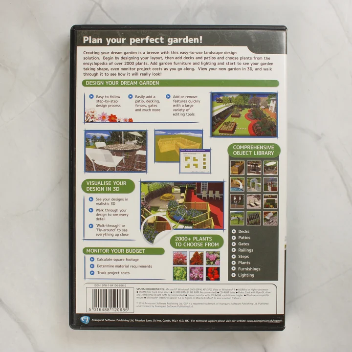 3D Garden Designer Deluxe Edition szoftver tokja hátulról