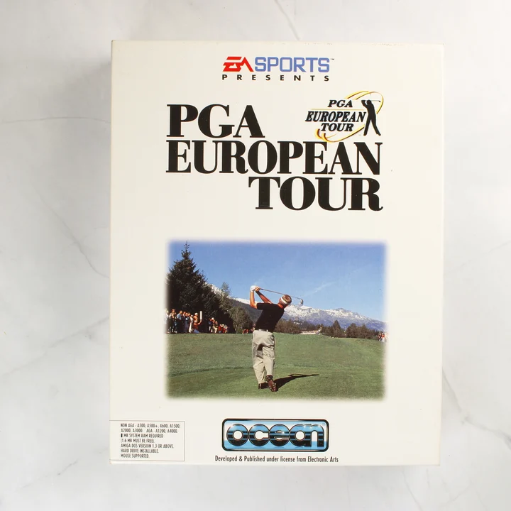 PGA European Tour Amiga játék dobozának eleje