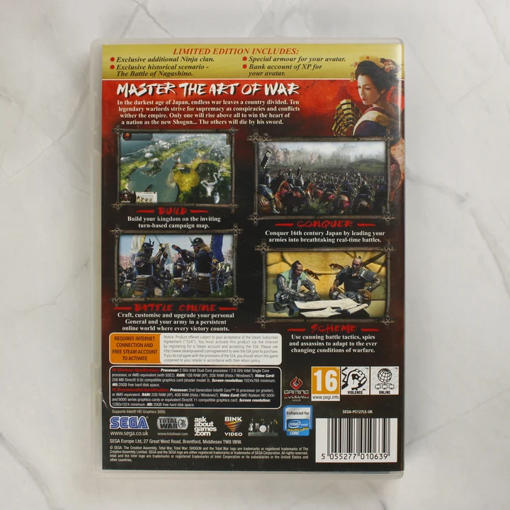 Total War Shogun 2 Limited Edition PC játék hátlapja