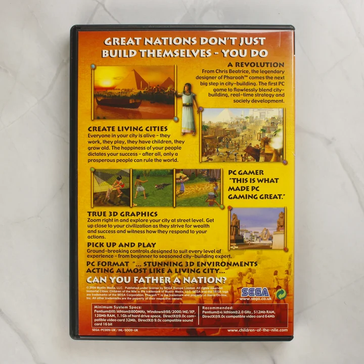 Az Immortal Cities: Children of the Nile PC játék hátoldali borítója