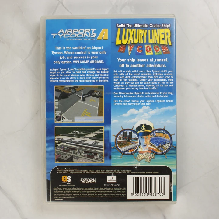 Airport Tycoon 3 és Luxury Liner Tycoon Double Pack PC játék hátlapja